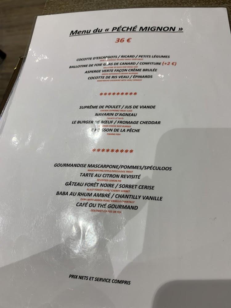 Restaurant le Péché Mignon - Menu Image 4